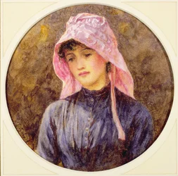 ピンクのボンネットの少女の肖像画